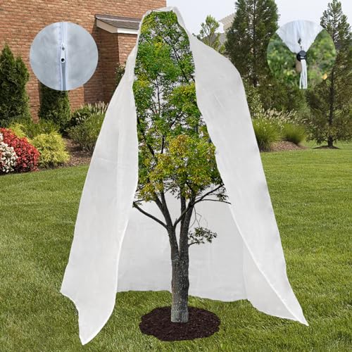 BKDMZZMY Plant Covers Freeze Protection, 79 x 95 Inch Large Thickness Outdoor Winter Frost Cover Bags with Zipper and Drawstring for Cold Wind, Reusable Warm Shrub Tree Jacket Blankets
