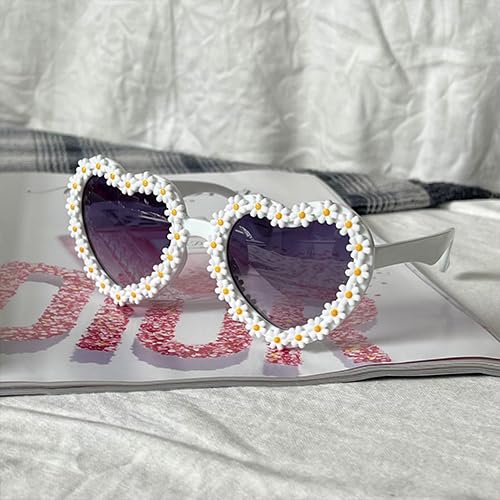 Kids Heart Shaped Valentines Day Cute Flower Sunglasses for Toddler Girls Age 3-10 Outdoor Beach Eyewear UV4003