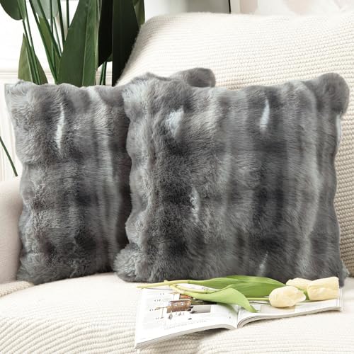 MADIZZ Pack of 2 Thick Plush Wool Throw Pillow Covers