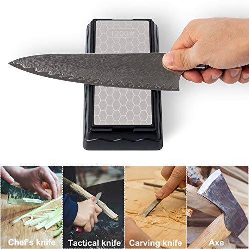 Double-Sided Diamond Knife Sharpening Stone, Cwovrs Diamond Sharpening Plate Honeycomb Surface Plate With Non-Slip Base For Scissors Knives Outdoor Kitchen Sharpen Tools Coarse 600# / Extra Fine 1200# #TOP2