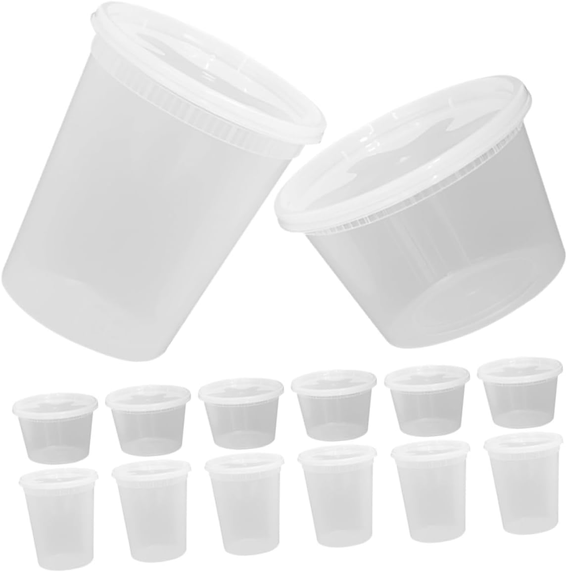 TOYANDONA 50pcs Disposable Soup Bowls with Lids 16oz 32oz Plastic Hot Cold Takeout Containers for Food Packaging and Beverage Storage