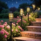 PASAMIC Solar Pathway Lights Outdoor, 24 Inch Tall Solar Landscape Lights, IP65 Waterproof Outdoor Lights, Warm White LED Solar Garden Lights for Yard Patio Lawn Driveway Walkway Path Lighting
