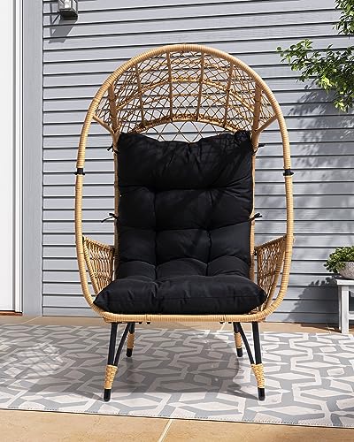 Crestlive Products Patio Wicker Egg Chair with Cushion,...