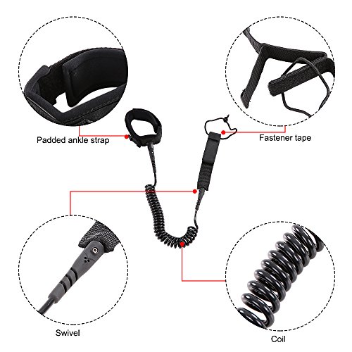 fengny 5,5 milímetros grosso enrolado Leash Cord Bodyboard Bodyboard tornozelo Leash para Paddleboar