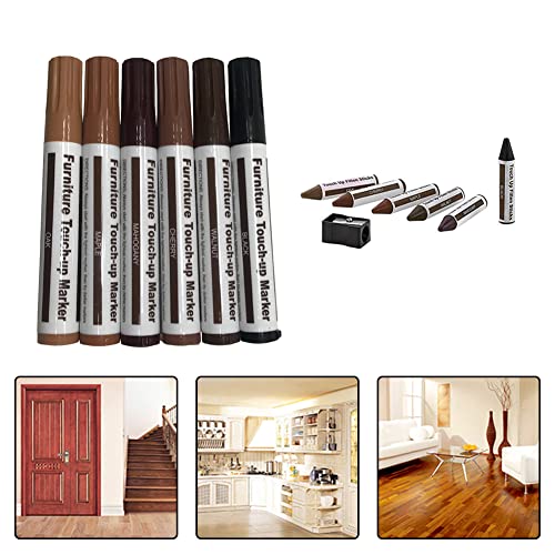 Kit de reparo de móveis de madeira - Enchimentos de Madeira e Marcadores de Retoque | Kit de marcado