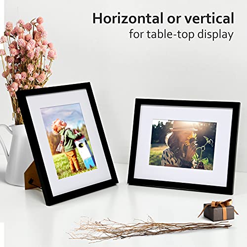 Kinlink 8X10 Picture Frames Black, Photo Frames With Real Glass For Picture 5X7 With Mat Or 8X10 Without Mat, Composite Wood Picture Frames For Table Top And Wall Mounting, Set Of 4 #TOP4
