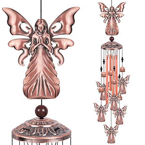 Outdoor Angel Wind Chimes for Gifts for Mom  Home  Garden  Balconies  Rooms  Patio  Indoor  Outdoor Angel Decoration  Garden Angel Wind Catcher  Angel Memorial Wind Bell  Copper Large Angel Wind Chime