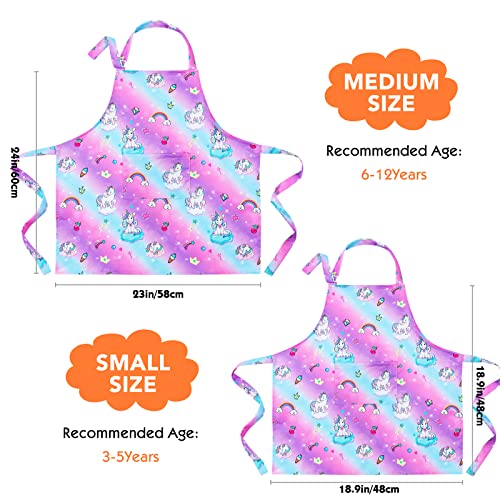 PASHOP 2 Pack Kids Apron Rainbow Unicorn Toddler Apron With Pockets for Kids Girls Boys Cooking Baking Painting by PASHOP - Used condition - Image 4