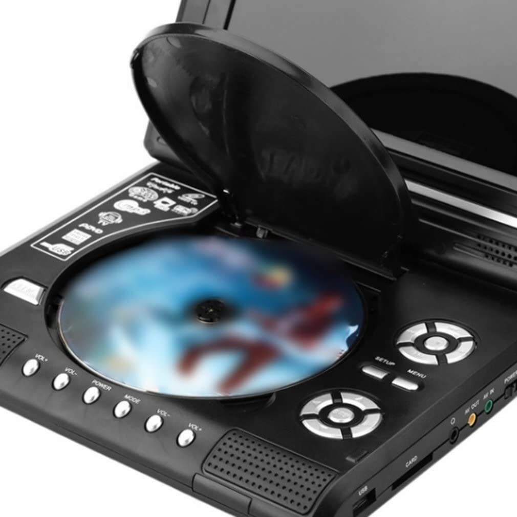Przenośny Odtwarzacz DVD, Przenośny przenośny odtwarzacz DVD z telewizorem Wbudowana bateria Obrotowa inteligentna funkcja wyłączania zasilania Mini telewizor, Zgodność Z Wieloma Formatami