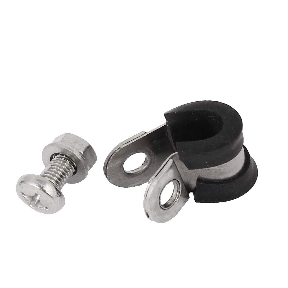 Silber Jubiläumsklemmen, Schlauchklemmen, 6 mm 304 Edelstahl EPDM, zuverlässige Wirksamkeit, mit Gummi ausgekleidet, P-Clips, Kabelmontage, Schlauchschelle, 5 Stück (Farbe: mehrere Farben) (Farbe: Sch