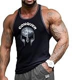 Crazee Wear Workout Bodybuilding Conquer Tank Top Stringer Black
