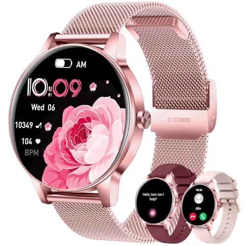 Image of Smart Watches for Women(Answer /Make Calls), 1.27 inch HD Screen Fitness Tracker with Heart Rate /Sleep Monitor, 130+ Sport Modes IP68 Waterproof Activity Tracking, Smart watch for Android iOS, Purple-gold