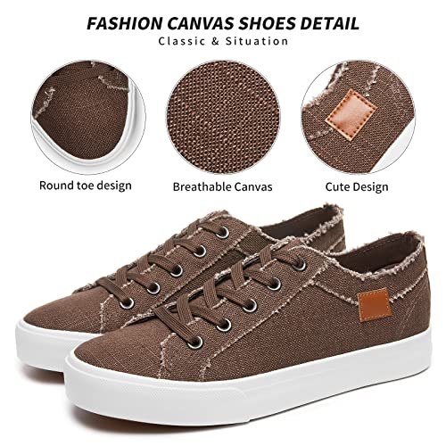Women's Sneakers Canvas Shoes for Women Lace up Fashion Canvas Sneakers Classic Low Top Casual Shoes2