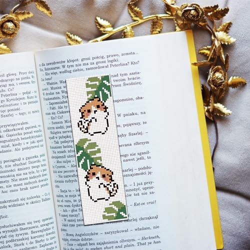 Image of FREEBLOSS 6 Set Bookmark Cross Stitch Kits Stitch Bookmark Cross Stitch Kits with Instructions Cartoon Cat Pattern Embroidery Kit for Beginners Bookmark Making Kit for Gifts