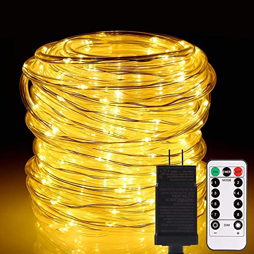 ALOVECO LED Rope String Lights Outdoor, 66ft 336 LEDs Rope Lights 24V Plug