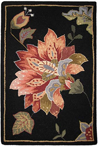 SAFAVIEH Chelsea Collection Accent Rug - 1'8' x 2'6', Black, Hand-Hooked French Country Wool, Ideal for High Traffic Areas in Entryway, Living Room, Bedroom (HK306B)