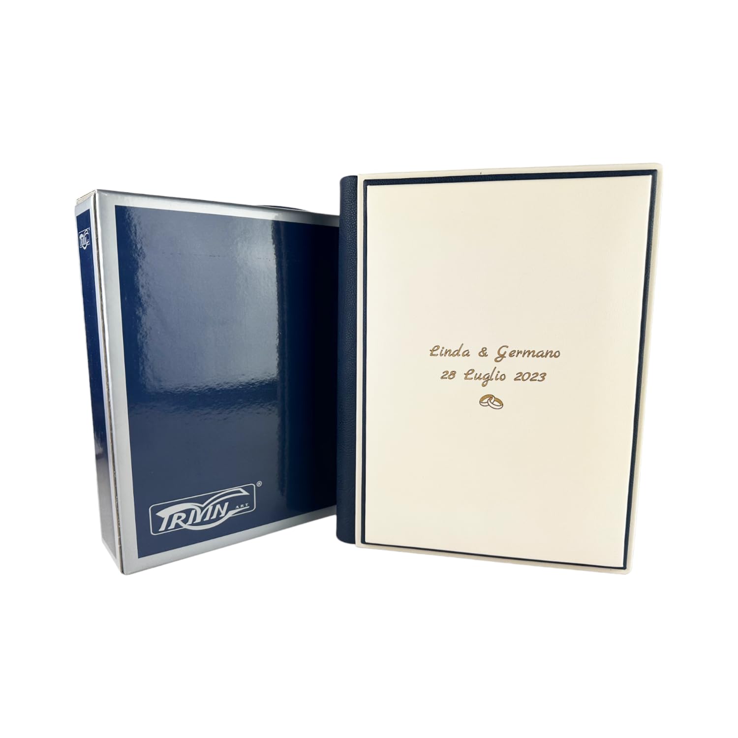 Album fotografico - Eclissi Soft - in similpelle, personalizzabile con incisione. Ideale per Matrimonio, Anniversario, Comunione, Battesimo, tutti gli eventi (Argento/Rosso