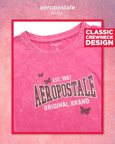 AEROPOSTALE Girls' T-Shirt - Summer Short Sleeve Crewneck Applique Graphic Tee Shirt for Girls (Sizes: 4-16)3