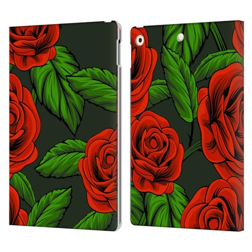 Étui portefeuille en cuir haut de gamme Haroulita Roses Sombres pour iPad 10.2