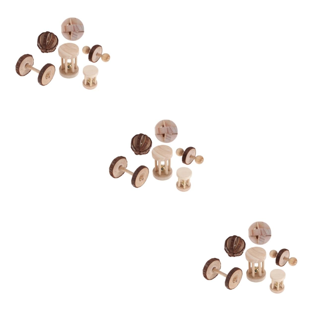 SUPVOX 18piezas Juguetes De Madera para Mascotas Pequeñas De Juguetes Masticables Naturales para Hámsters Conejos y Loros Cuidado y Entretenimiento para Roedores y Aves Varios Estilos