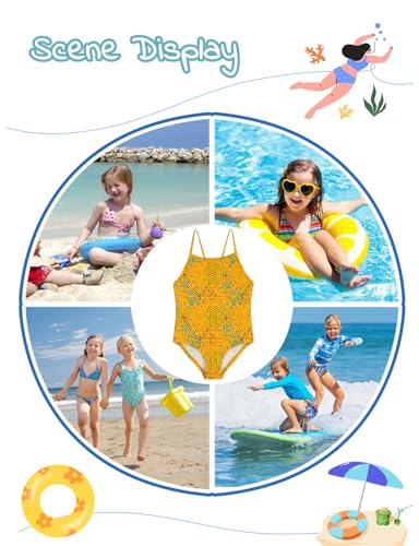 Image of weVSwe Baby Girl Swimsuit One Piece Swimsuit Cute Toddler Girls Sleeveless Bikini Kids 2-10 Years