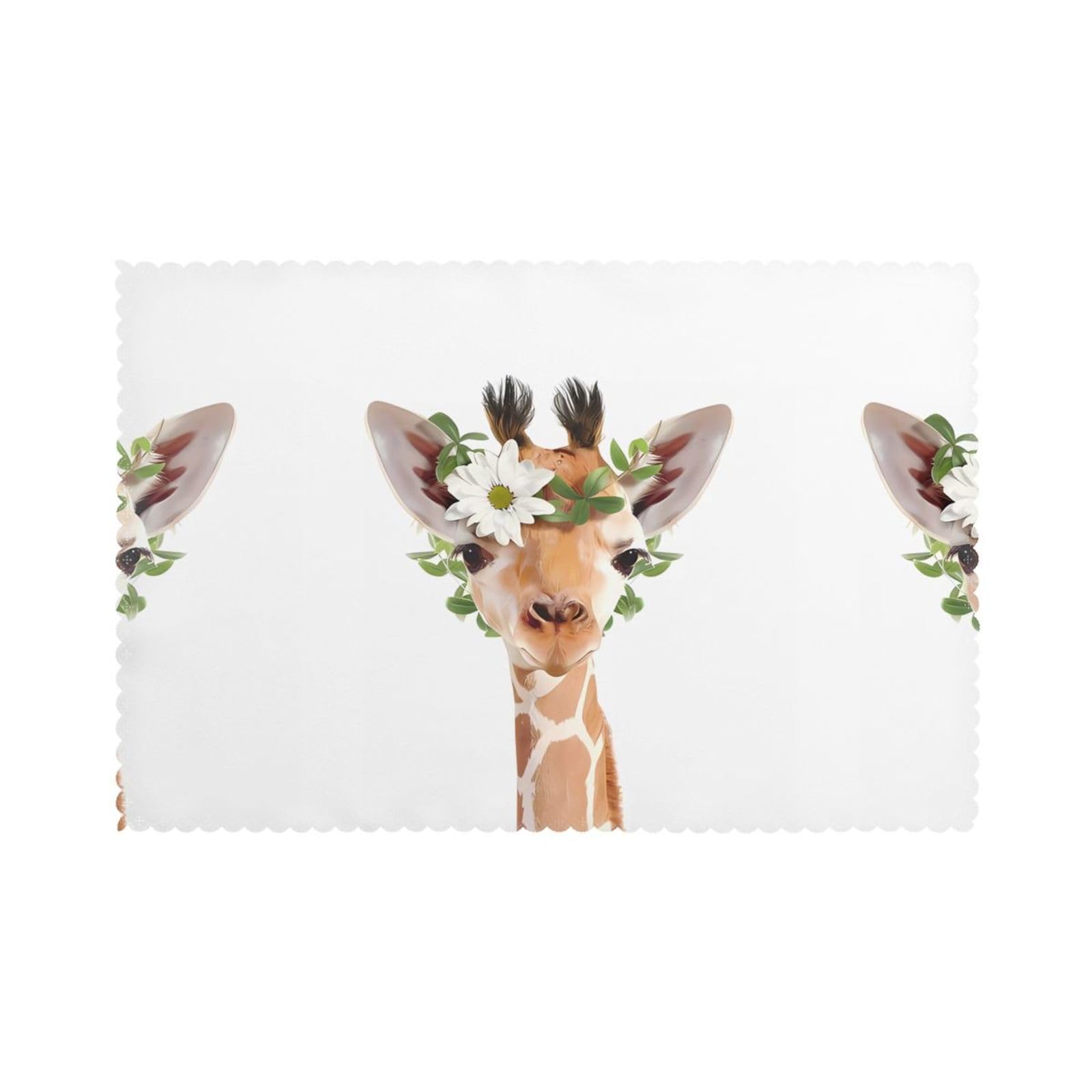 WHJSSF Giraffe Prints Placemats Set of 6 12x18in - Durable Table Layers with Heat-Resistant & Wrinkle-Free Polyester