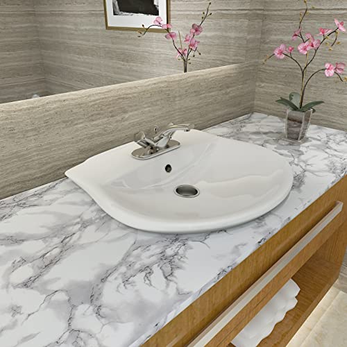 Cre8Tive Grey Marble Contact Paper For Countertops Waterproof Glossy Marble Wallpaper Peel And Stick Countertops Self Adhesive Marble Vinyl Removable Wallpaper For Kitchen Bathroom Desk Table 12"X80" #TOP6