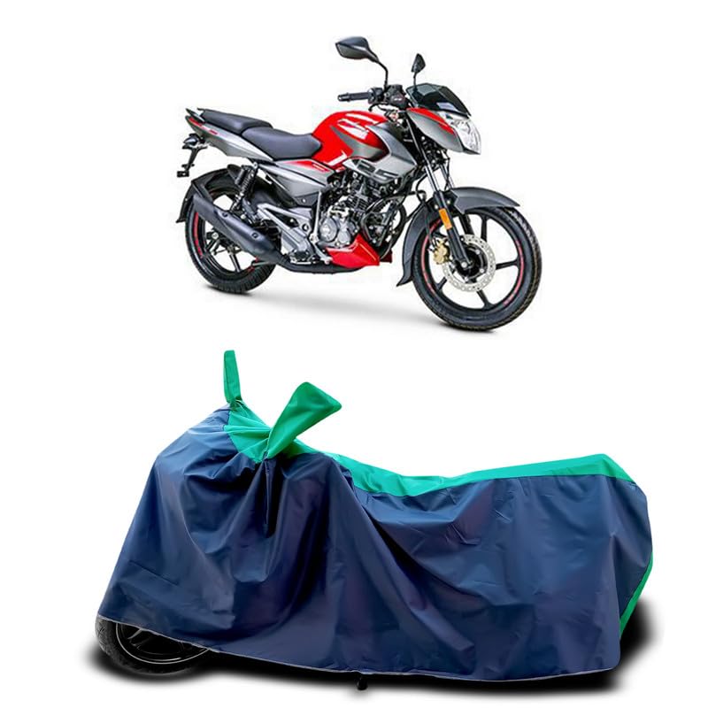 Image of DUFFEL-Two Wheeler Bike Cover Compatible for Bajaj Pulsar Ns125 Bs6 Heat Protectio /UV-Rays /Birds Dropping /DustProof /Waterproof Indoor Outdoor and Parking Full Protection All Variants [Green Patta]