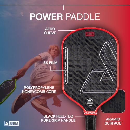Image of JOOLA Double Vision 16mm Pickleball Paddle - Signature and Standard Shape - Aramid Surface for Softer Responsive Touch - SK Film for Reduce Vibration - USAP Approved - NFC Chip Enabled