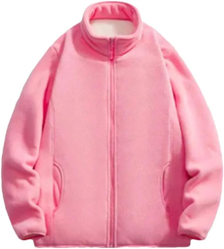 Women's Stand-Up Collar Outdoor Sports Jacket - Double-Sided Fleece Warm Soft Loose Polar Fleece Coat