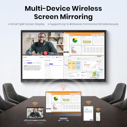 Image of 65'' 4K UHD Smart Board, Interactive Digital Whiteboard, 20-Point Touchscreen, All-in-One Electronic Whiteboard for Office Classroom Home Business
