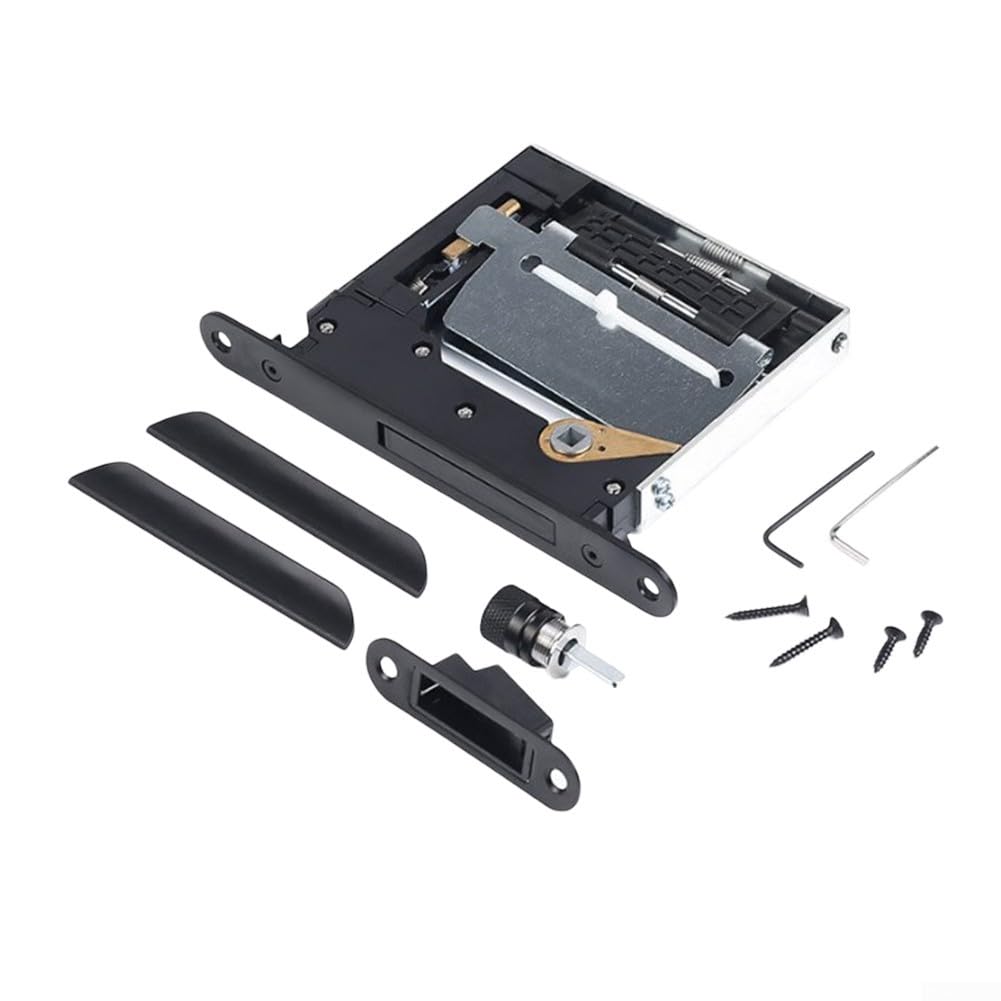 Cerradura de puerta invisible para dormitorio con cerradura plana silenciosa y mango antibloqueo para una mayor privacidad y una visión mínima (negro)