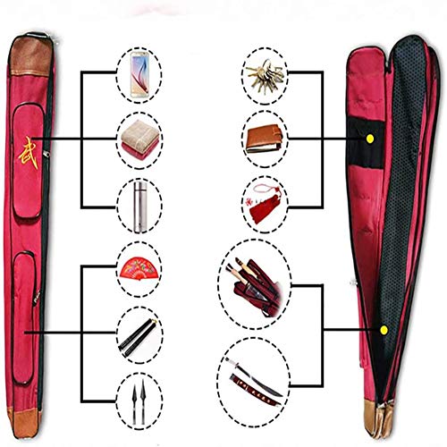 Taichi Sword Carrying Bag,Deluxe Universal Canvas Sword Case,Martial Arts Weapons Case Shoulder Bag Kung Fu Bag,Double Layer Length 118Cmred #TOP2