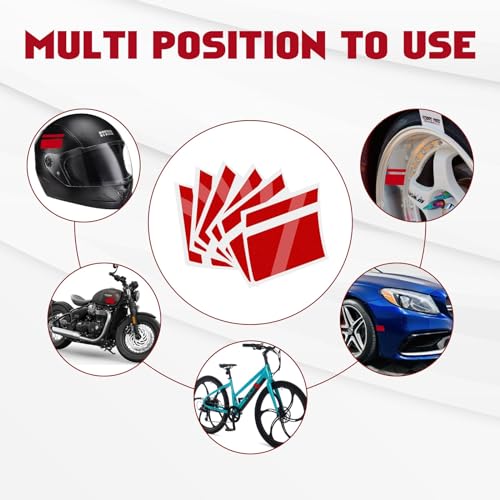 Image of x xotic tech Auto Universal Racing Style 4Pcs Front Hood Fender Double Hash Stripe Stickers + 6Pcs Reflective Tire Rim Safety Warning Stickers+ 4Pcs Rearview Mirror Slash Mark Decals Set (Red)
