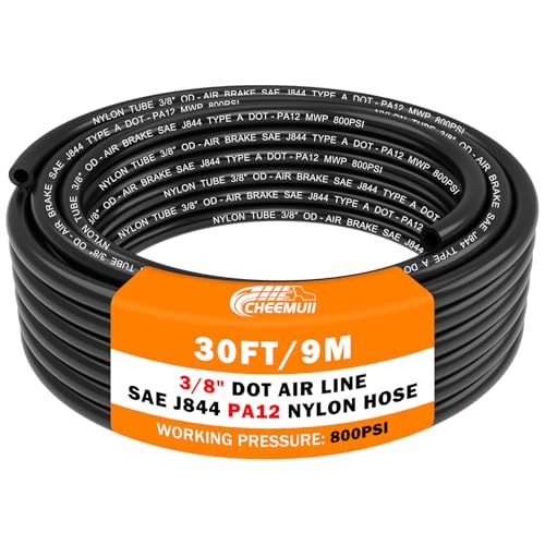 Image of CheeMuii 30 FT 3 /8 DOT Air Line 3 /8 inch PA12 Nylon Pneumatic Tubing 3 /8 Inch SAE J844 DOT Air Hose 9.1 Meter Pneumatic Air Tubing Pipe Hose Line for Air Brake System Or Fluid Transfer