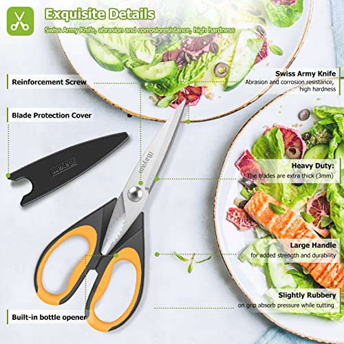 Kitchen Scissors, iBayam 2-Pack Kitchen Shears, 9 Inch Heavy Duty Dishwasher Safe Food Scissors, Multipurpose Stainless Steel Sharp Cooking Scissors for Kitchen, Chicken, Poultry, Fish, Meat, Herbs