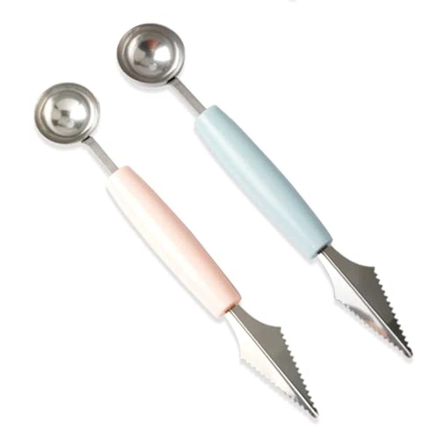 2 Pcs Stainless Steel Melon Baller Scoop,Fruit Decoration Carving Knife for DIY Cutting and Scooping Watermelon,Cantaloupe,Ice Cream