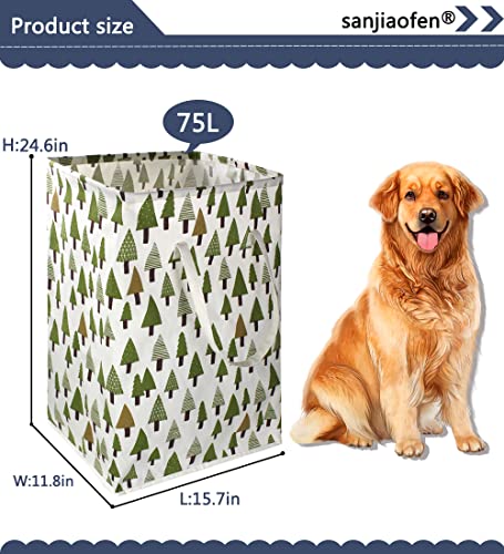 Sanjiaofen 2 Pack 75L Large Laundry Basket Green Laundry Hamper With Extended Handles, Freestanding Waterproof Clothes Hamper For Boys,Kids Woodland Decor, Nersery,Bedroom, Bathroom.(Green Tree) #TOP2