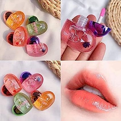 Sassyvilla Cute heart shape Lipgloss for girls lip balm korean lipgloss pink shiny lips waterproof long lasting liquid glitter lipgloss for women (pack of 2) - Image 5