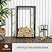 HOMCOM Metal Firewood Log Holder Tall Firewood Rack Indoor Outdoor Fireplace Wood Storage Shelf with Side Rails