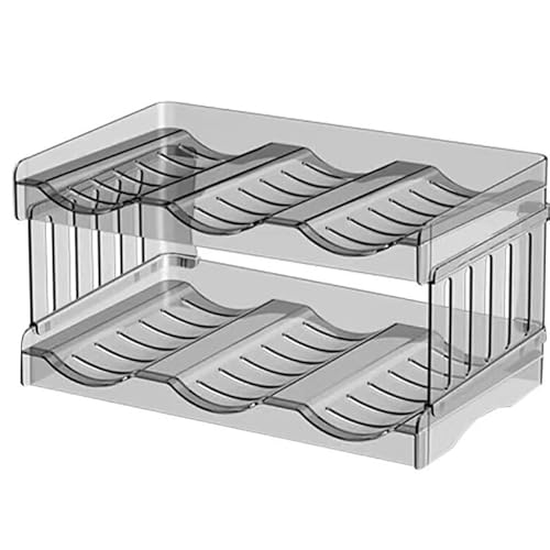 Stackable Fridge Bottle Storage Rack Plastic Water Bottle Organiser Detachable Wine Drink Cup Drying Holder Free Standing Can Transparent Containers for Cabinet Fridge Pantry 2pcs Each Rack 3
