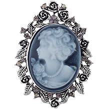 LUX ACCESSORIES Antique Cameo Brooch Burnished Flower Leaf Pin