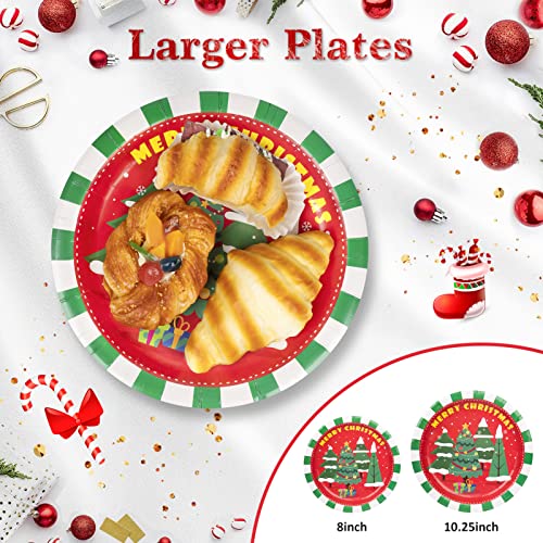 Decorlife Christmas Paper Plates And Napkins Serves 16, Large 10.25" Christmas Plates, 12Oz Party Cups, Napkins, Cutlery Included For Xmas Party, Total 112Pcs #TOP3