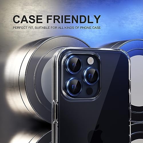 Image of Choiche Compatible for iPhone 15 Pro /iPhone 15 Pro Max Camera Lens Protector, 9H Tempered Glass Camera Cover Screen Protector Metal Ring Decoration Accessories (Blue)