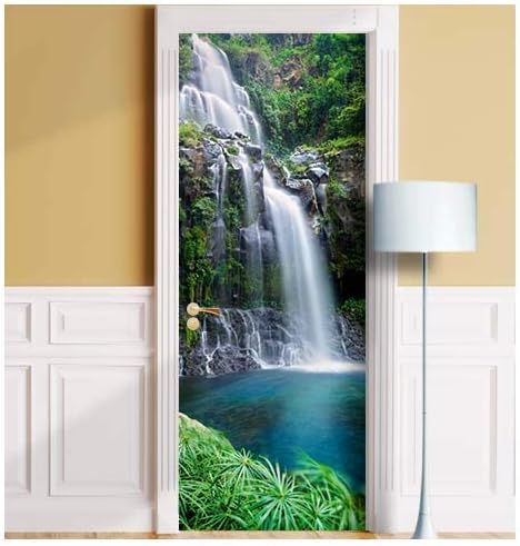 Waterfall Door Mural. Single Piece Sticker, Decal. Wrap, Cover. Removable (30"x80", Variant 2)