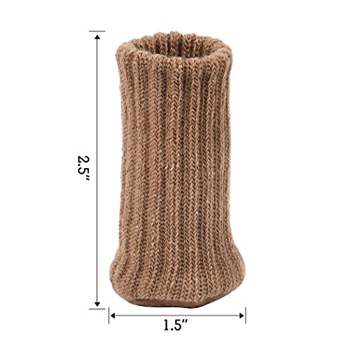24pcs Furniture Pads High Elastic Floor Protectors Chair Leg Feet Socks Covers Furniture Caps Set, Fit Diameter from 1\" to 2\",Knitted Furniture Socks Light Brown - Thumbnail 2