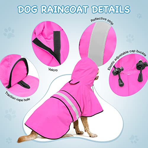 Weesiber Dog Raincoat - Reflective Dog Rain Jacket - Waterproof Dog Rain Coat - Adjustable Dog Poncho - Lightweight Dog Slicker For Dog Walking (Large, Pink) #TOP3