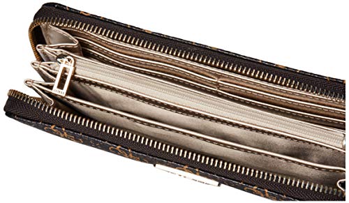 Guess Womens,Polyurethane Noelle Large Zip Around Wallet, Brown Logo, One Size Us #TOP3