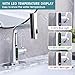 Dornberg Waterfall Bathroom Faucet with Pull Out Spraye, Liftable Bathroom Faucet, 3 Modes Digital Temperature Display Bathroom Sink Faucet with Deck Plate & Pop-up Drain - Chrome