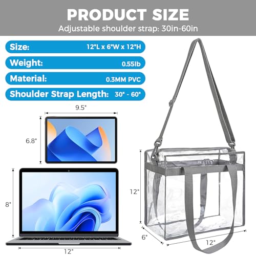Bolsa tote transparente BAGAIL 12x6x12 con cierre y correa ajustable miniatura 2